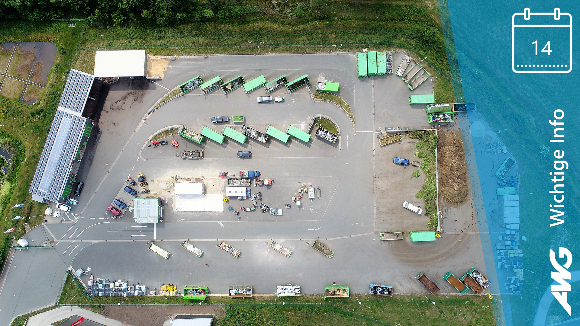 Das Luftbild eines Wertstoffhofes.